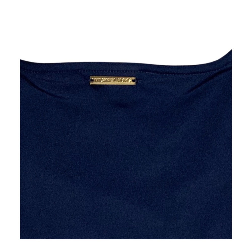 Michael Kors solid Navy Blue sleeveless dress with gold eyelets—ties in front - Picture 5 of 6